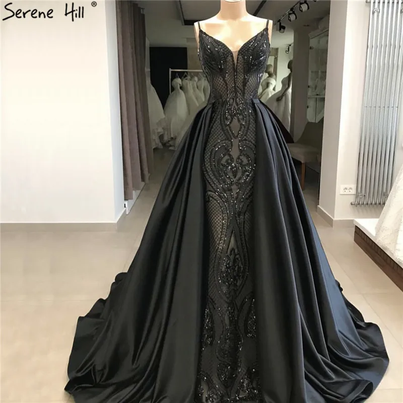 Robe De Soiree Дубай дизайн черные сексуальные вечерние платья без рукавов с блестками бисерное блестящее вечернее платье настоящая фотография BLA60727 - Цвет: black
