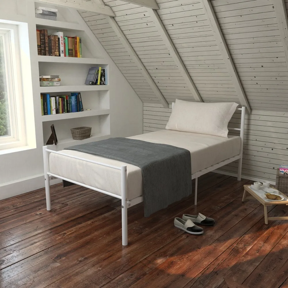 Скандинавский стиль queen Размер металлический стальной каркас кровати матрас платформа с изголовьем современная мебель для спален