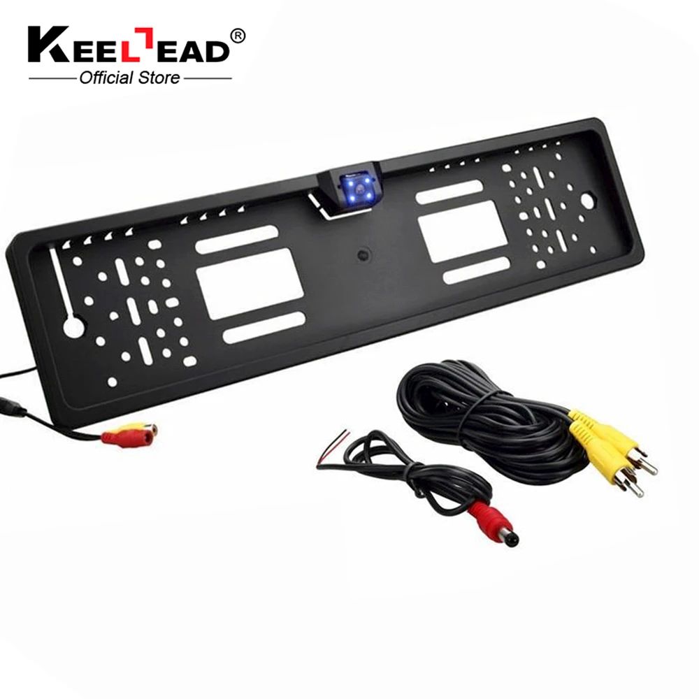 

New Europe license plate frame 170 European Universla Car License Plate Frame Auto Reverse Rear View Backup Camera 4 LED