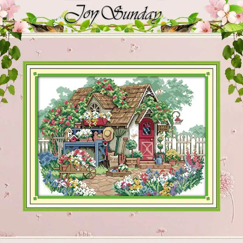 

Flower Cabin (2) Counted Cross Stitch Handmade Cross Stitch 11 14CT scenery Cotton Cross Stitch Kits Embroidery for Needlework