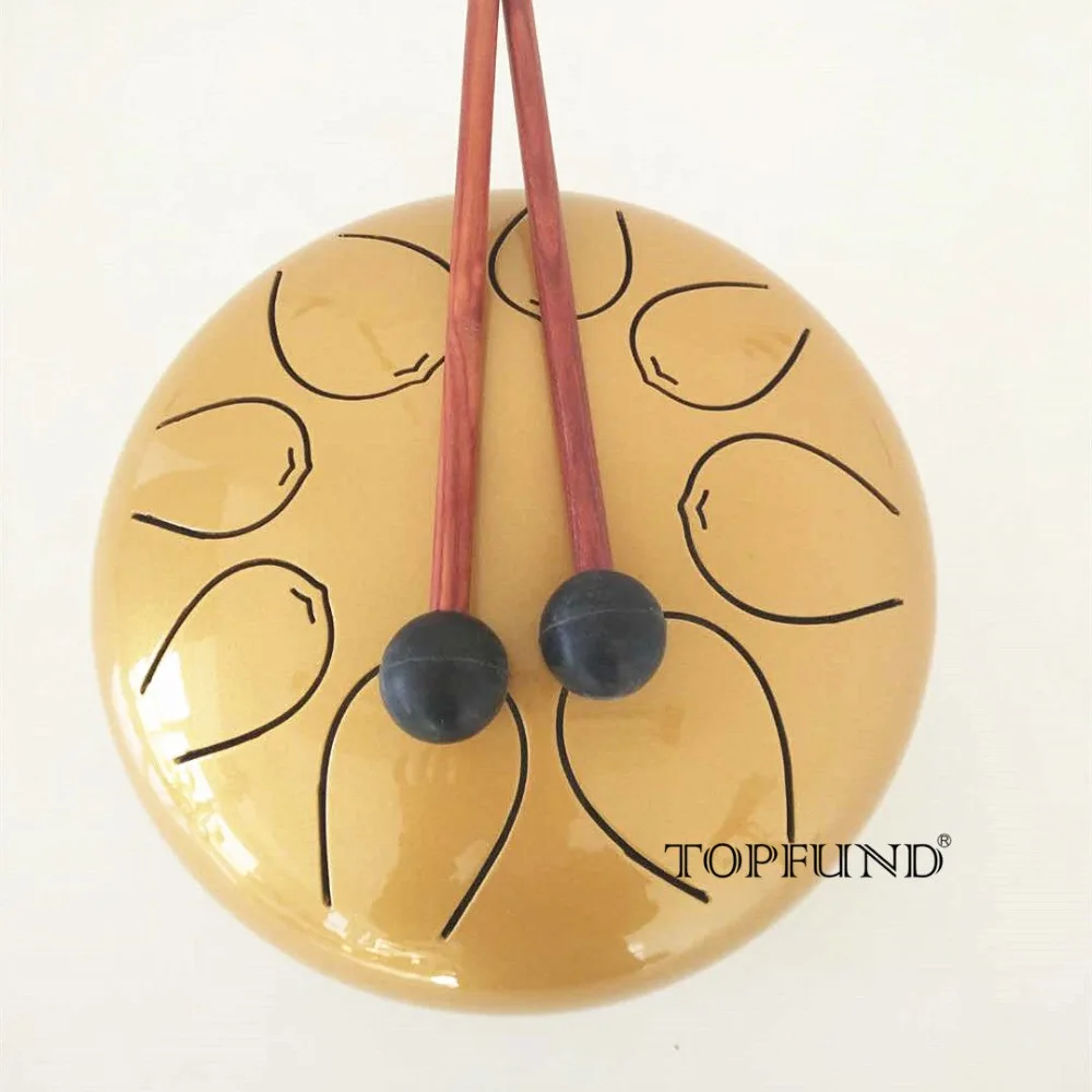 

TOPFUND Perfect Quality Steel Tongue Drum Golden Color 10"- D Major with Free Bag and Mallet