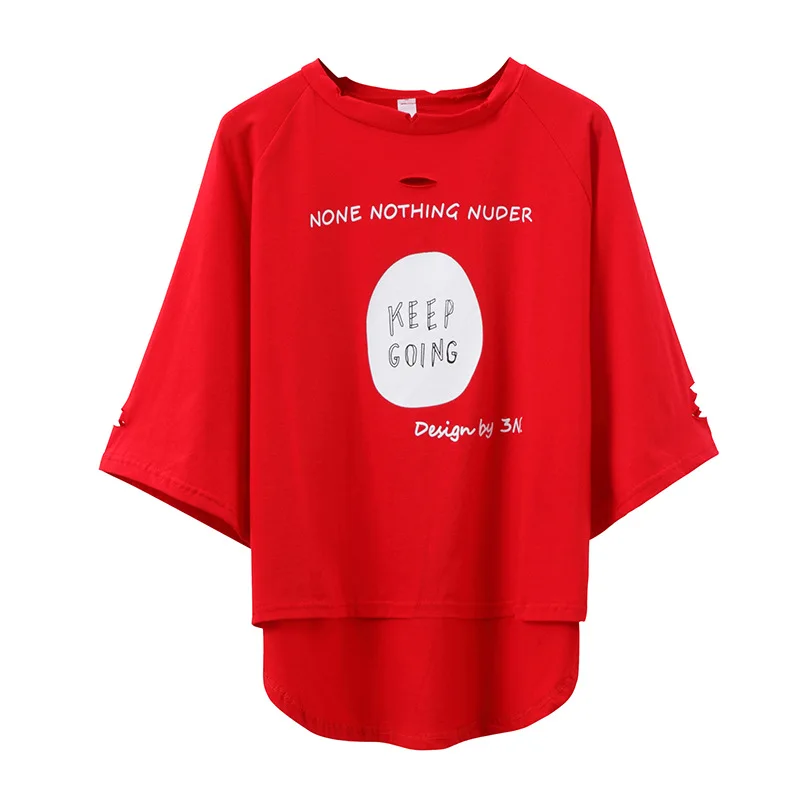 

ZXQJ Summer 2019 new short-sleeved T-shirt female Korean students loose cotton shirt half-sleeved print women's wear plus size