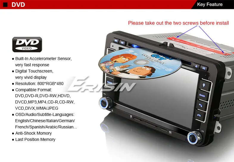 Clearance Erisin ES7148V 7" Car Stereo DVD Player GPS 3G DAB+ System for VW Jetta Golf Skoda Seat 11