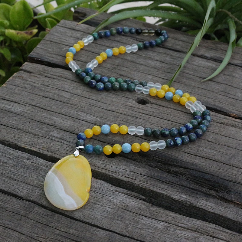 8 мм бусины Crazy Lapis и Amazonite JapaMala 108 Mala ожерелье натуральный камень медитация мантра