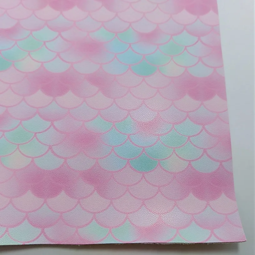 

3PCS A4 SIZE 21X29CM Printed PU Leather, Synthetic Leather, Printed Mermaid Fish Scales for DIY Sewing Fabric 7S17C