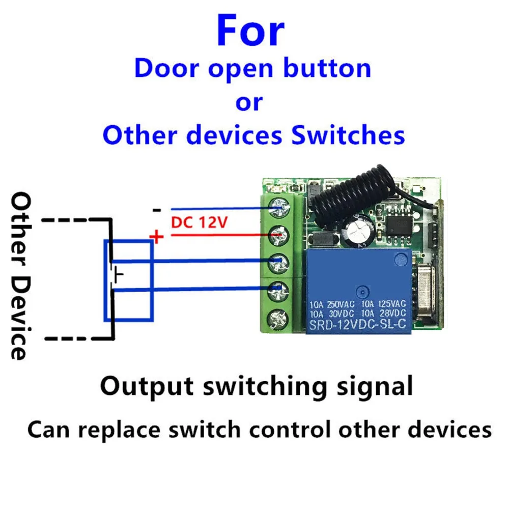 - Latching: Push the remote button A, the relay connects, push the remote button B, the relay dis-connect. DC 12V 1CH RF Relay Receiver Transmitter 433Mhz Wireless Remote Control Switch | eBay Skip to main content