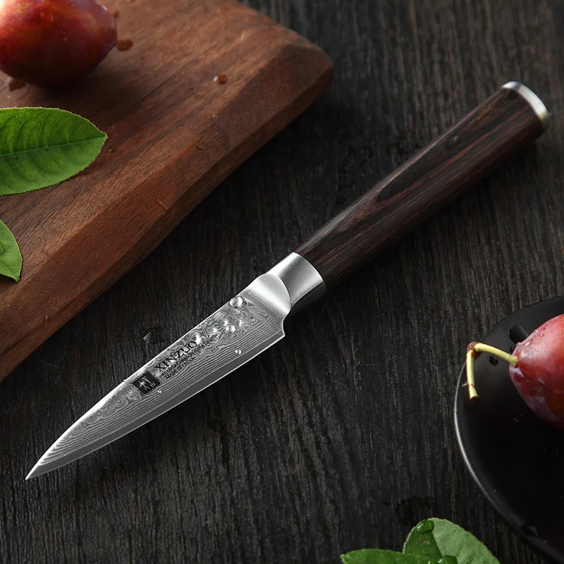 XINZUO 3," нож для очистки овощей из дамасской стали, кухонный нож, ножи для очистки фруктов с ручкой Pakkawood, столовые салатные ножи из нержавеющей стали