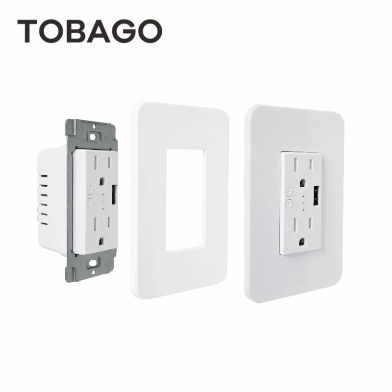 TOBAGO US Smart Wi-Fi Duplex TR сосуд с 2.1A USB порт зарядки, встраиваемая розетка Беспроводное управление выходом на стену Smart Life