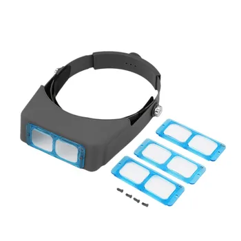 

Blue & Black Double Lens Head-mounted Headband Reading Wearing Loupe 4 Magnifications Tools