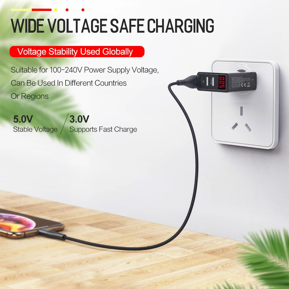Jellico QC 3.0 3 ميناء USB الهاتف شاحن LED عرض الاتحاد الأوروبي Plug المجموع ماكس 3A الذكية شاحن سريع المحمول جدار شاحن آيفون باد