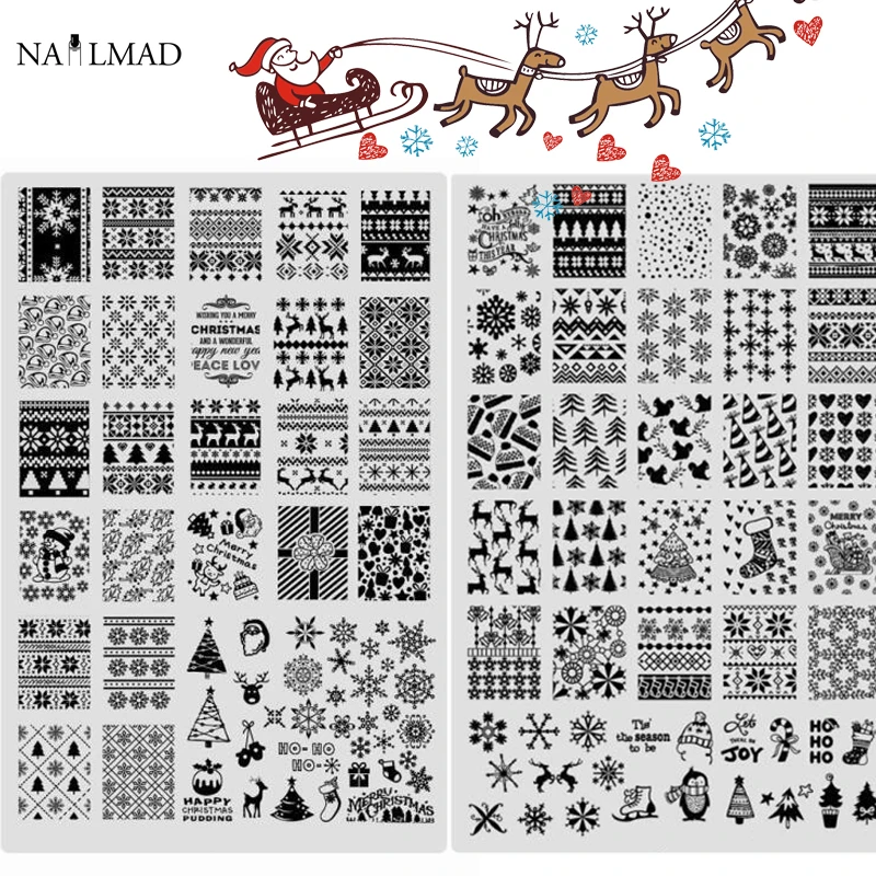 

1pc Christmas Nail Stamping Template Snowflake Stamping Plate Xmas Snowman Image Stamp Plate Nail Art Stamp Tools
