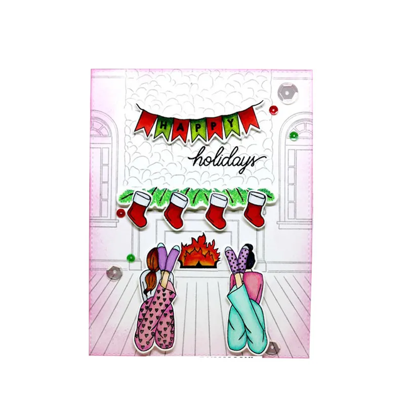 

Eastshape City Girls Stamps and Dies Tree Metal Dies Clear Stamps for Scrapbooking Snow Days Card Making Stamp and Die Sets