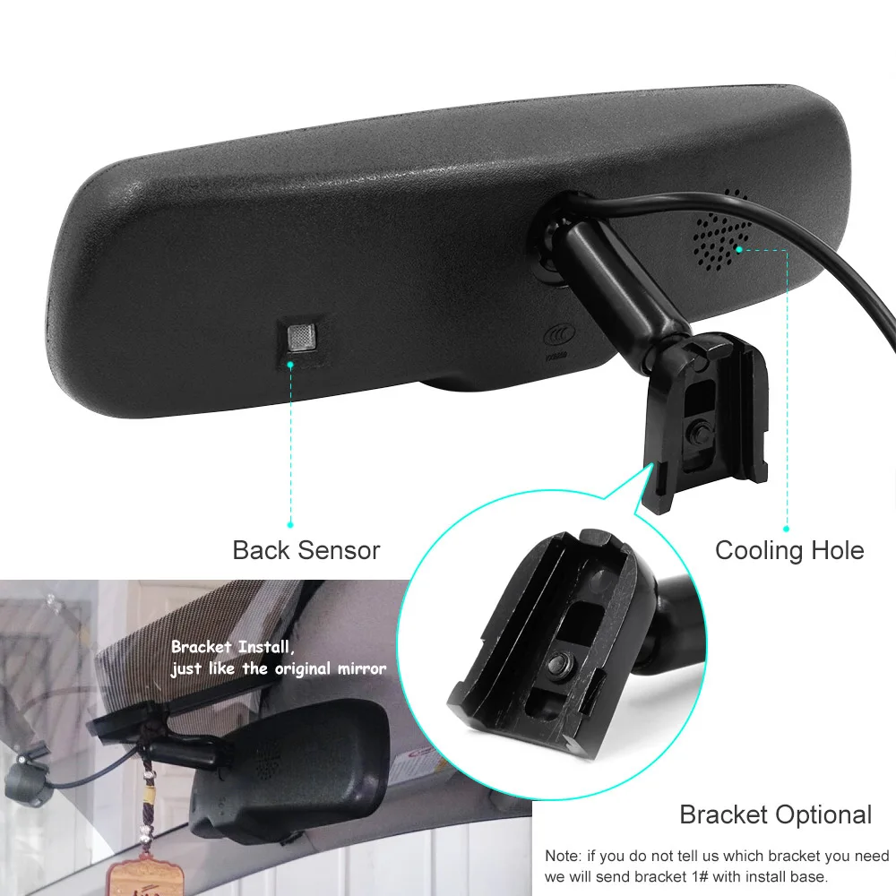 Auto Dimming HD 800*480 Special Bracket 4.3 TFT LCD Car Parking Rear View Rearview Mirror Monitor Video Player 2 Video Input