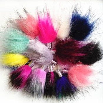 

12pcs/Lot Colorful Cute Water drop Design Faux Raccoon fur Pompon for Chain Bag Chain Curtain Tassel Pendant Jewelry Accessorie
