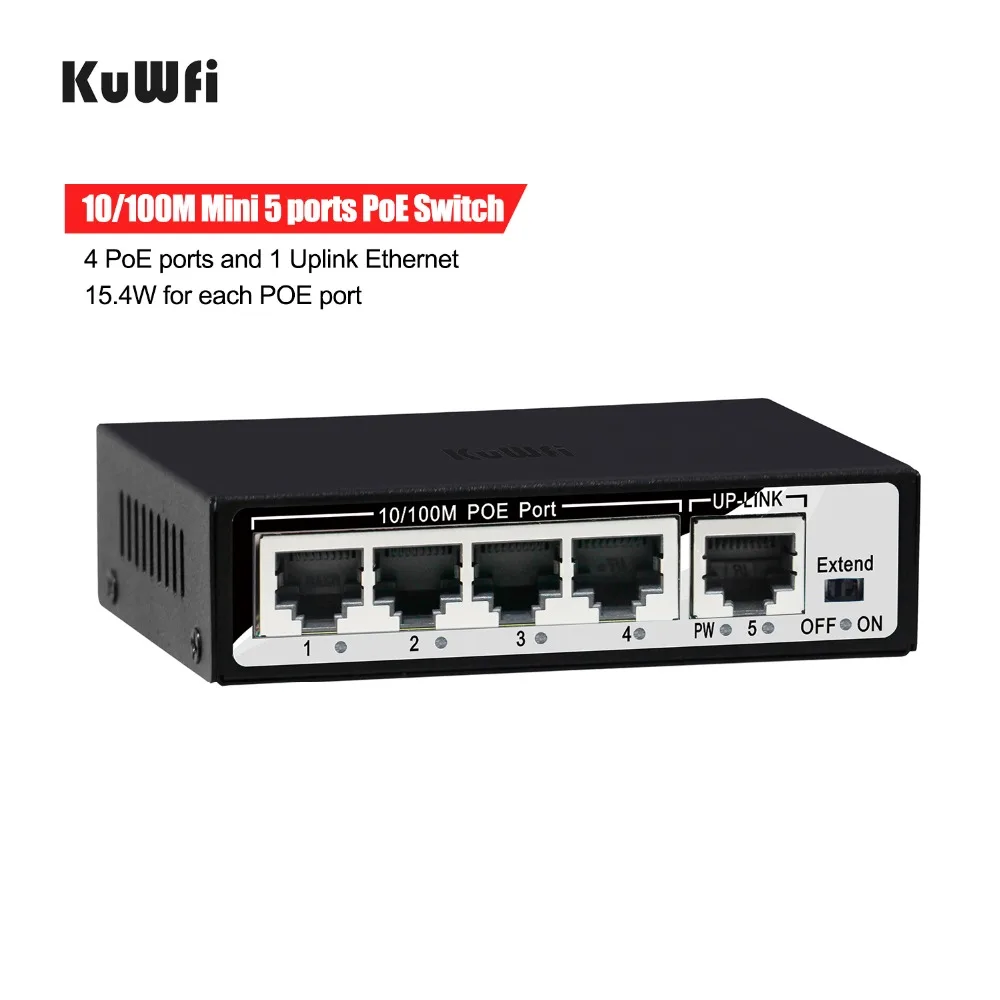 5 портов 10/100 Мбит/с коммутатор Plug And Play с IEEE 802.3af power 4 POE порта и 1 Uplink Ethernet Поддержка расширения 250 м