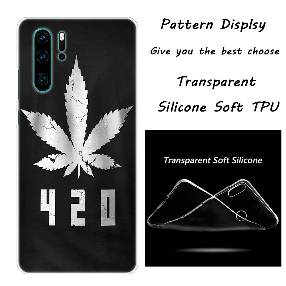 Abstractionism Art high weed Luxury Silicone Phone Case for Huawei P30 P20 Pro P10 P9 P8 Lite P Smart Z Plus NOVA 3 3i - Color: 008