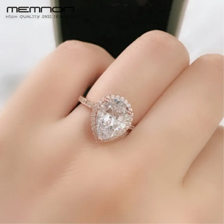 

Memnon 2018 NEW 100% 925 silver Ring Radiant Teardrop Rings for women with rose gold anillos wedding bands Female pop Jewellery