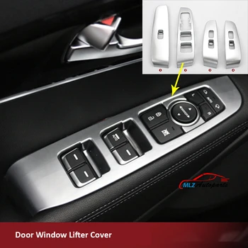 

ABS Door Glass Regulator Window Button Lifter Cover Adjustment Panel Plate Chrome Trim 4 PCS For KIA Sorento 2016 LHD