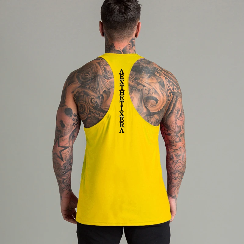 Muscleguys бренд одежда для тренажерного зала фитнеса топ с капюшоном Для мужчин для бодибилдинга Нижняя юбка с тренировки майка без рукавов»(«хейтеры»), футболка с капюшоном - Цвет: yellow11