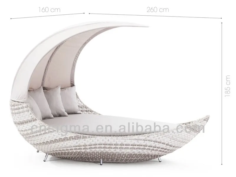 Дизайн, уличная ротанговая мебель в форме Луны, кушетки с навесом, плетеный диван-кровать