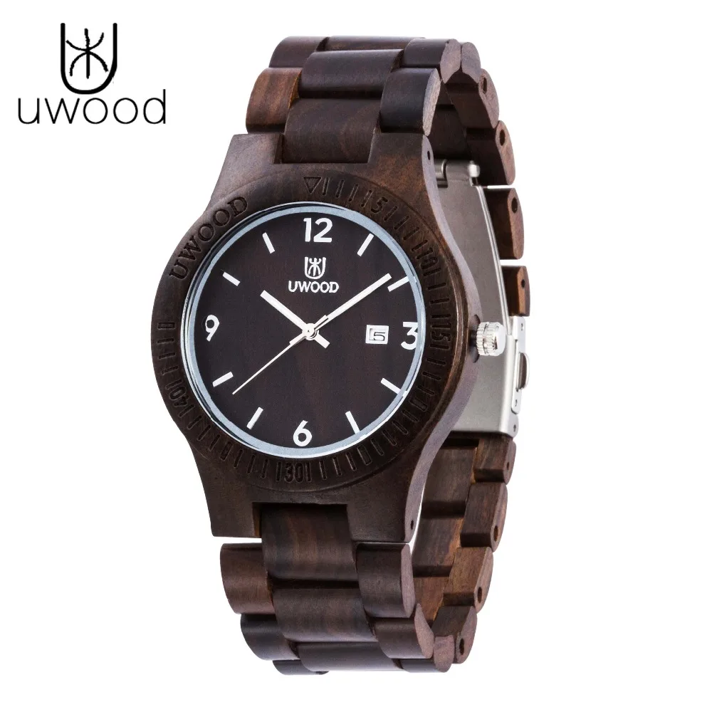 2018Hot sell! Wooden WristWatches Date Wood Watch Adjustable Wood Band