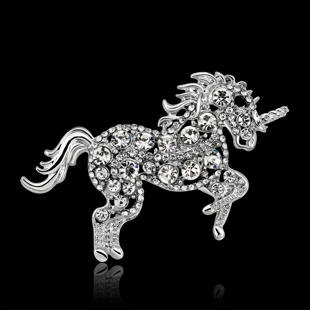 Hot Sa;e Vintage Rhinestone Unicorn Brooches Pins Animal Jewelry Costume Horse Shaped Badge For Coat Bags Clothing Ornament