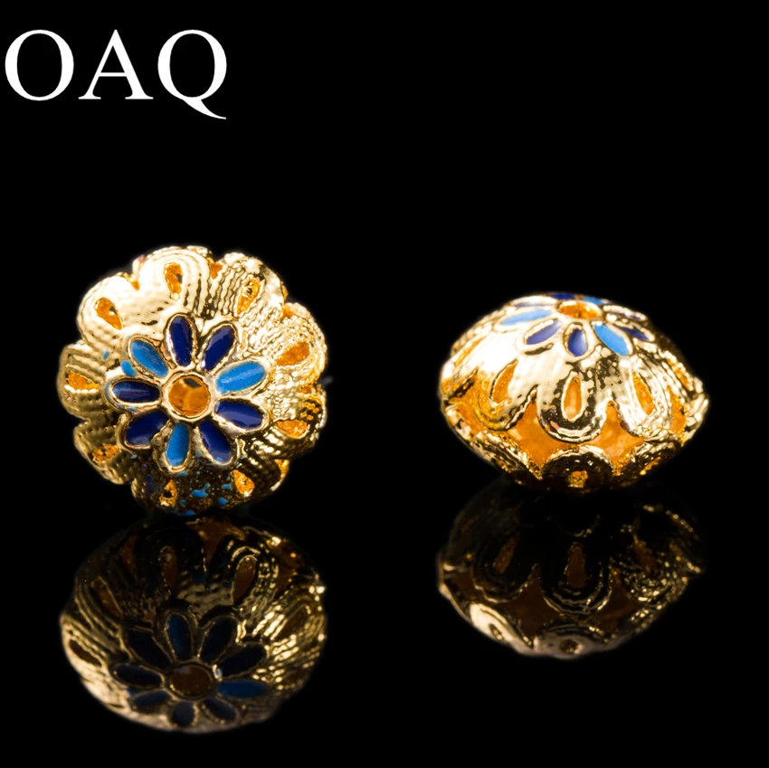 3pcs Cloisonne Metal Beads Spacers For Jewelry Making 10mm Beads