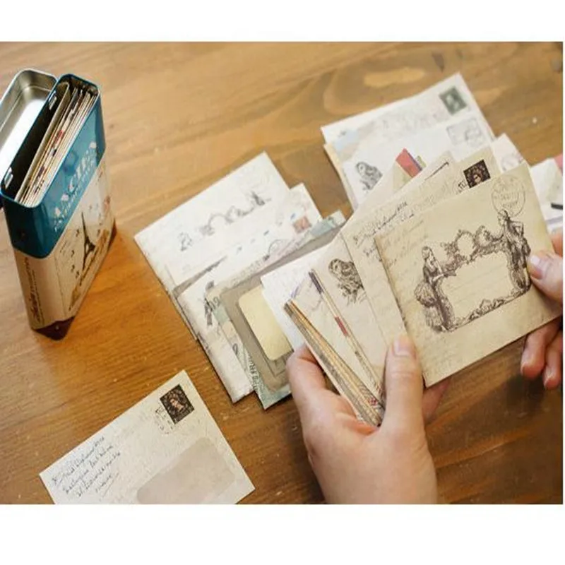 

Urijk 12 pcs/set Vintage Mini Kraft Paper Window Envelopes wedding invitation creative Postcard envelope gift Retro envelope