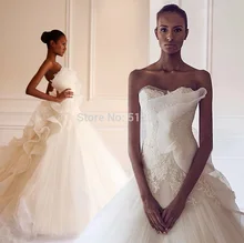 New Arrive 2015 Wedding Dresses A Line Sweetheart Lace Applique Ruffle Sweep Train Bridal Gowns yk1A107 New Arrive 2015 Wedding Dresses A Line Sweetheart Lace Applique Ruffle Sweep Train Bridal Gowns yk1A107