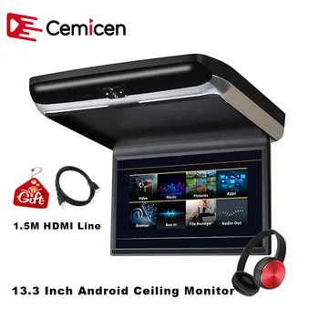 

Cemicen 13.3 Inch Android 6.0 Car Roof Mount Ceiling Monitor 1080P HD Video IPS Screen WIFI/HDMI/USB/SD/FM/Bluetooth/Speaker/MP5