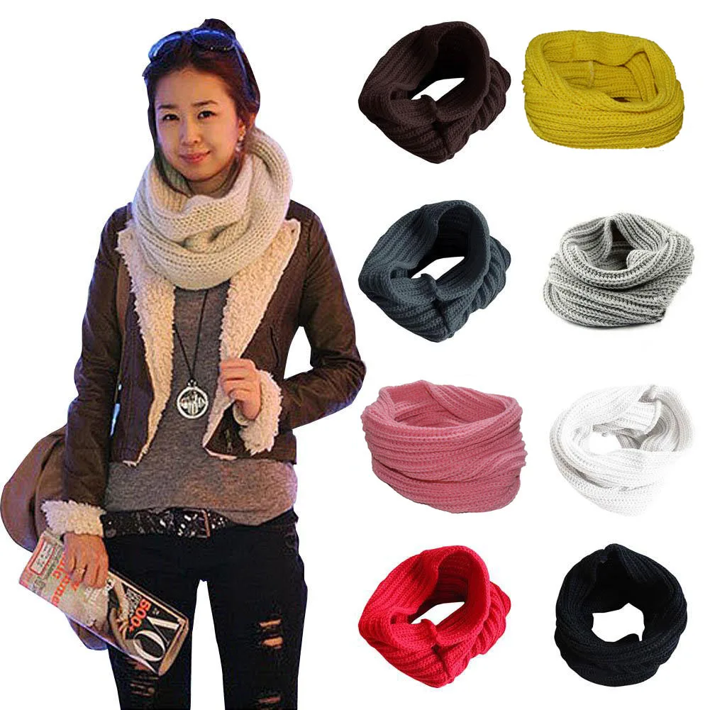 

2019 New Ladies Girls All-match Winter Warm Knitting Wool Collar Neck Warmer Scarf Shawl Wraps H9