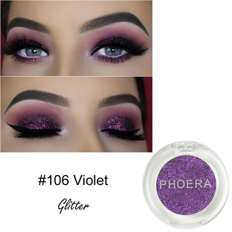 PHOERA Shimmer Eye Shadow блестящие тени для макияжа пигмент с блестками бриллиантовые сияющие глаза водонепроницаемые долговечные натуральные 8 цветов - Цвет: 106