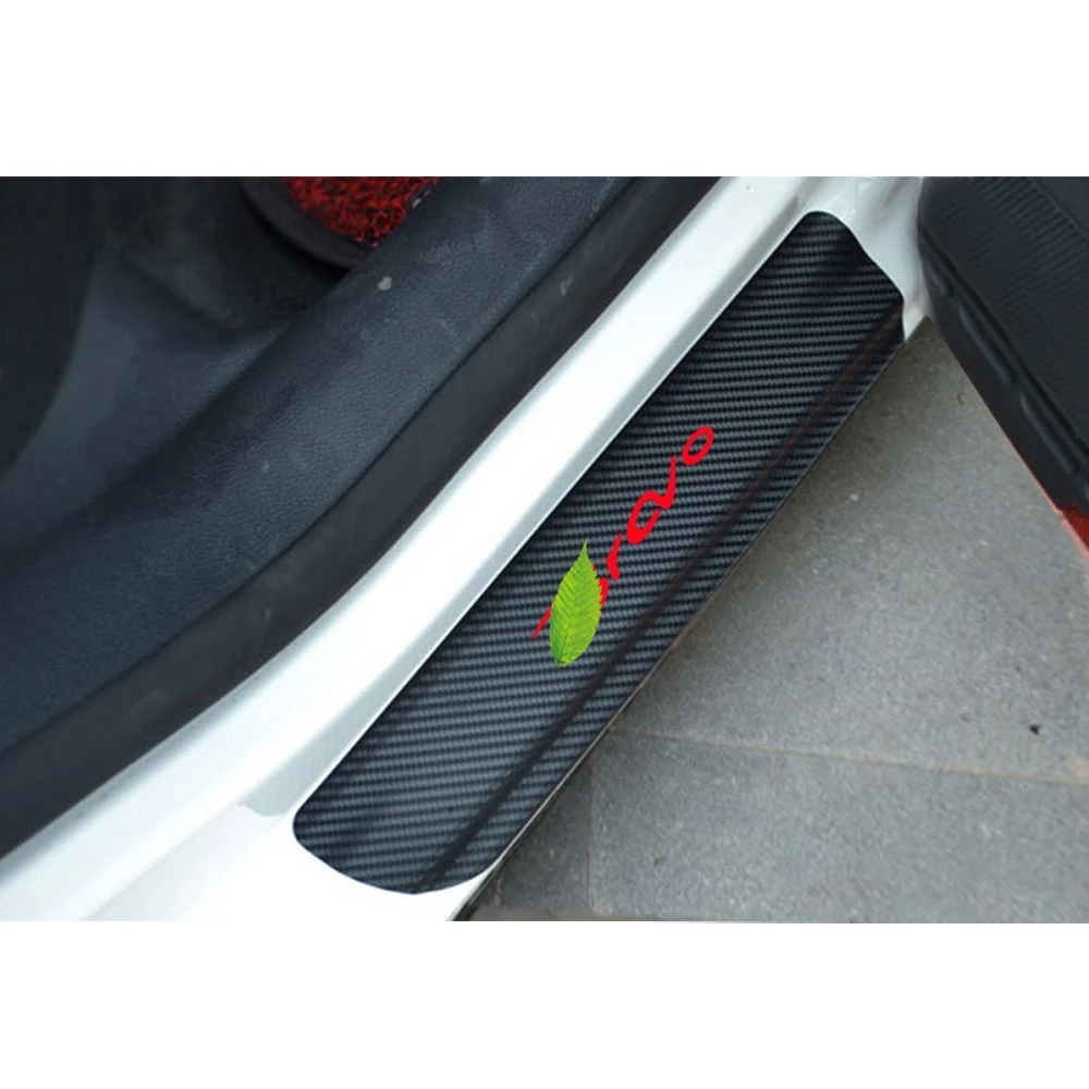 

Fashion Car Sticker 4pcs Car Door Sill Protector Sticker Carbon Fiber Vinyl Sticker For Fiat Bravo accessories Fiat Sticker