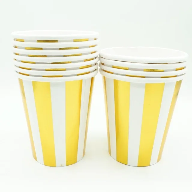 Gold Striped cup10pc 20 шт./компл. розовое золото точка бумажная салфетка вечерние девственная древесина бумажная салфетка для свадьбы ребенка день рождения предметы домашнего обихода - Цвет: Gold Striped cup10pc