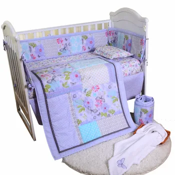 

Hanbear 4pcs/set Cotton Bedding Set, Pattered Cotton Crib Sets(comforter+ sheet +skirt +bumper)