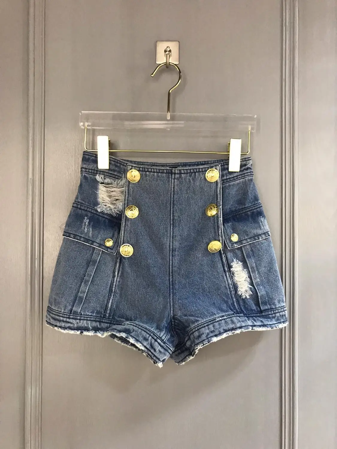 

2019 summer new women double breasted casual denim shorts ddxgz2