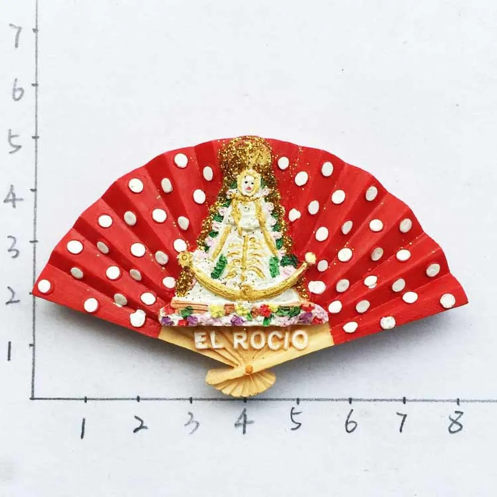 

El Locio Andalusia Spain Toursit Souvenir 3D Resin Fridge Magnet Folk Flower Fan Decorative Refrigerator Magnets Stickers Decor