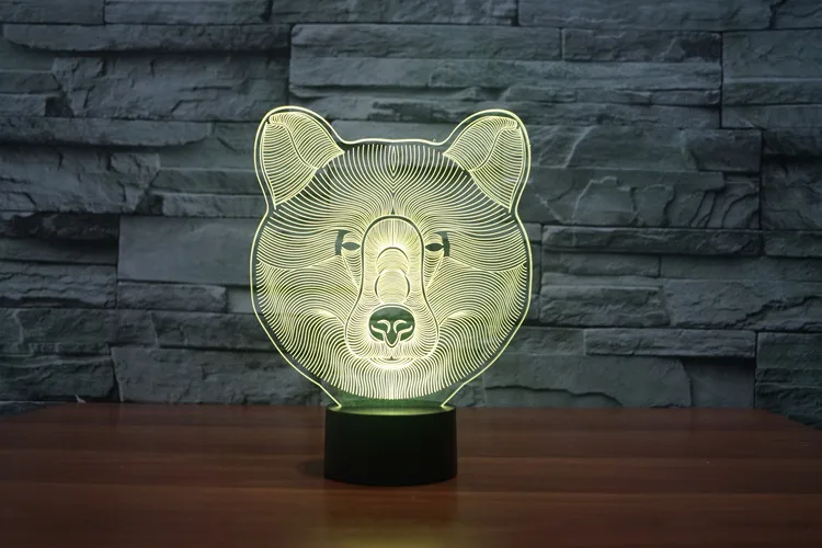 3D Illusion 7 colorful effect Change Touch Switch USB Table Light Awesome Toy Gift Decoration for Boys and Girls (Polar Bear) (5)