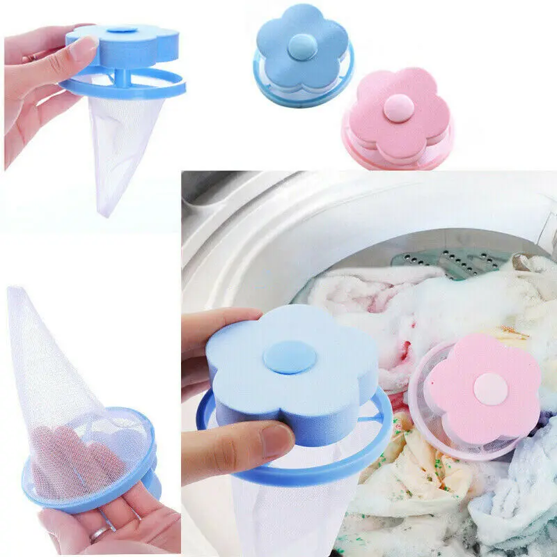 

4pcs Hair Removal Catcher Filter Mesh Pouch Cleaning Balls Bag Dirty Fiber Collector Washing Machine Filter Laundry Balls Discs