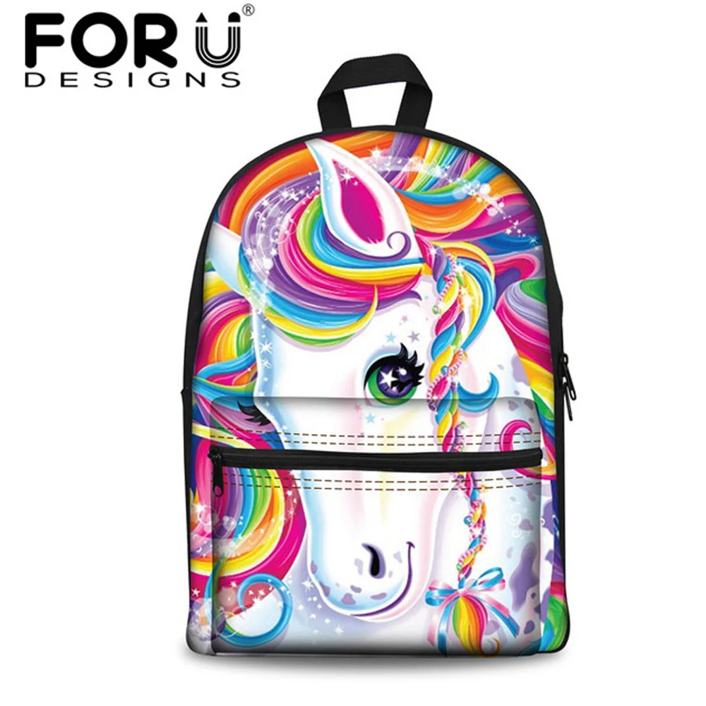 

FORUDESIGNS HOT SALE Horse Print Cnavas Women Backpack Casual School Backpacks Bags for Teenage Girls Laptop Bagpack Kids Bags
