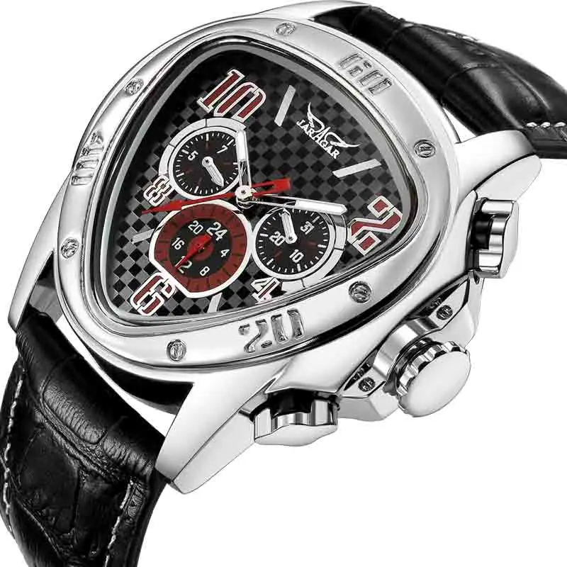 

Top Brand Sport Racing Design Geometric Triangle Design Genuine Leather Strap Men Watches Top Brand Luxury Automatic Wrist Watch