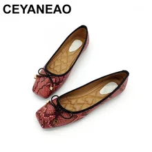 CEYANEAO/осенние Брендовые женские туфли на плоской подошве; женские тонкие туфли без застежки с квадратным носком; женская мягкая обувь для водителей; zapatos mujer; большие размеры