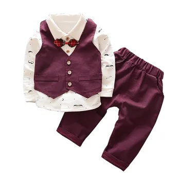 

Fashion Beard Clothing Sets Autumn Toddler Garment Children Boys Girls Formal Clothes Baby Vest Shirt Pants 3 Pcs/sets Tracksuit