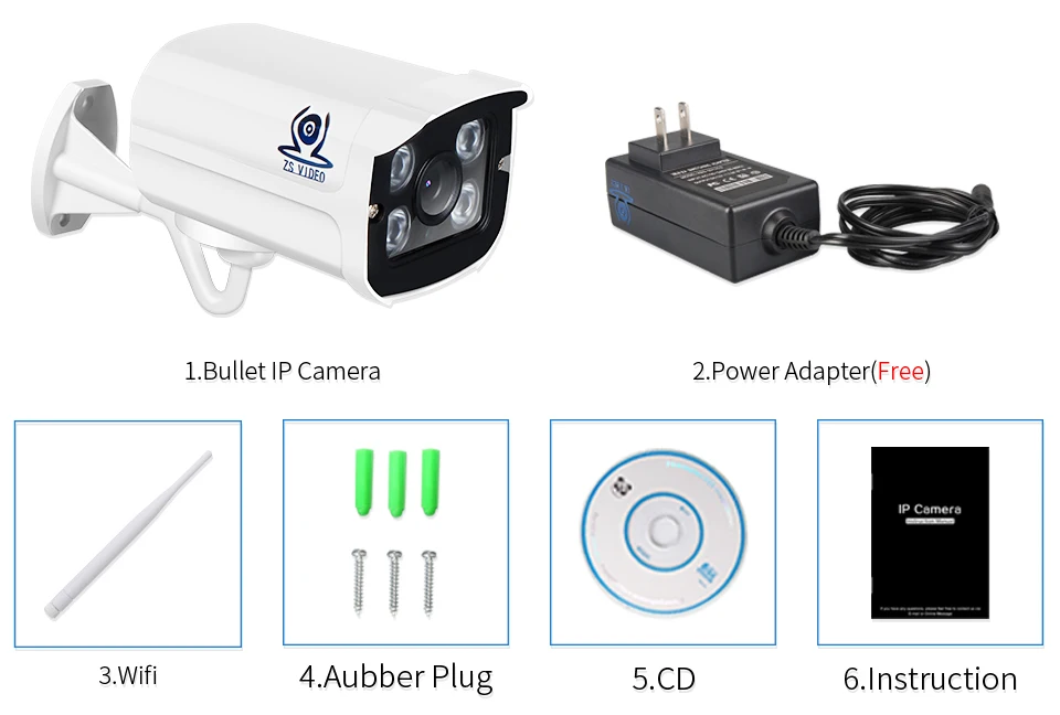 ZSVEDIO Surveillance Cameras IP Camera Onvif Wi Fi IP66 960P 1.3MP H.264 Video Record HD Wireless Power Adapter Camera CCTV (18)