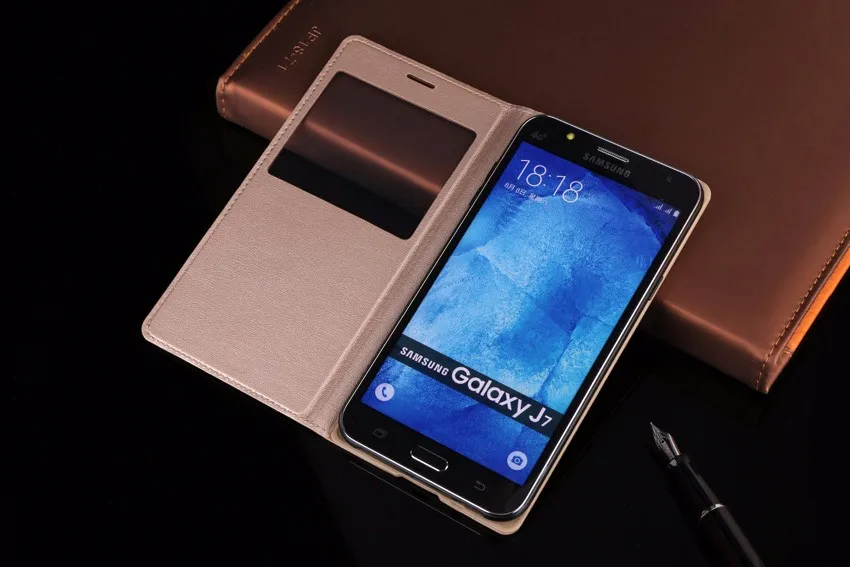 Тонкий чехол-книжка с окошком для Samsung Galaxy J5 2015 защитный кожаный чехол J500 J500F J500H |