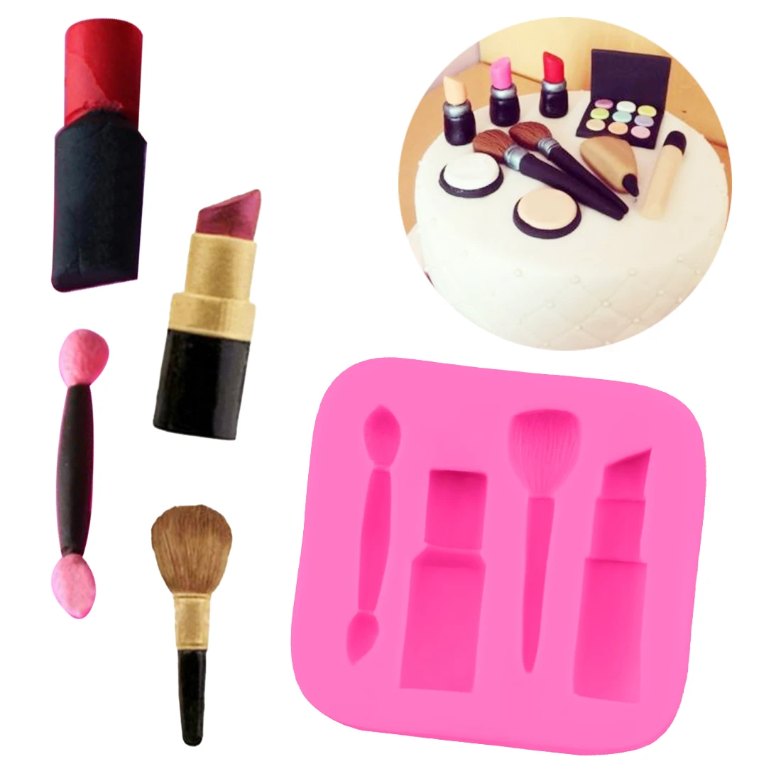 

Makeup Tools Lipstick Nail Polish Chocolate Party DIY Fondant Cake Decorating Tools Silicone Mold