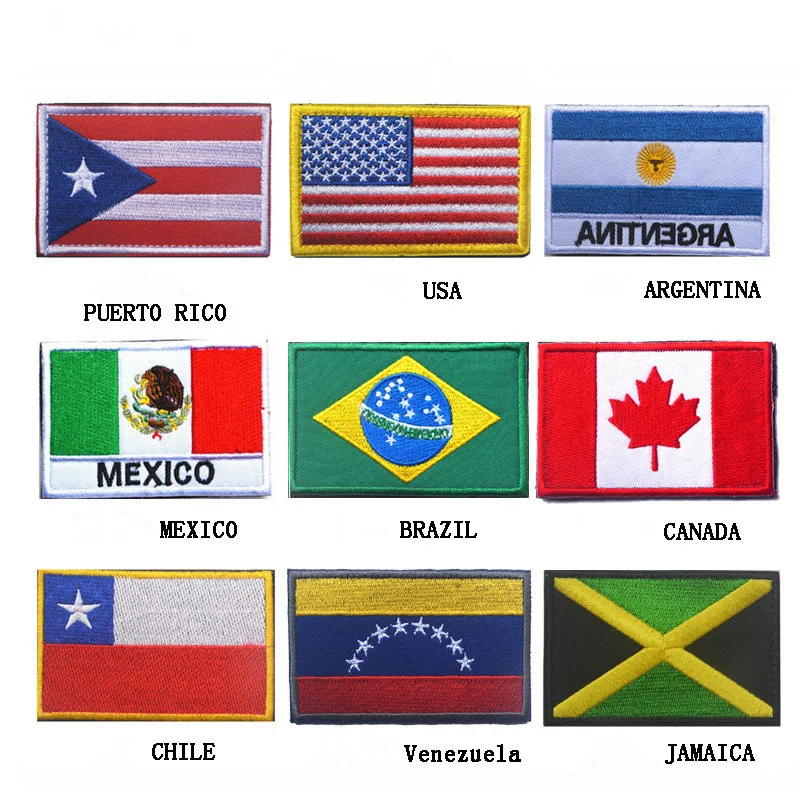 

The American national flag of Chile Puerto Rico Jamaica Canada Venezuela Mexico Argentina flag badges armband embroidery Patches