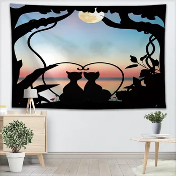 

100X150CM,140X250CM Silhouette Tapestry Wall Hanging Tapestries Forest Tapestry Bedspread Yoga Mat Blanket Bed Table Cloth