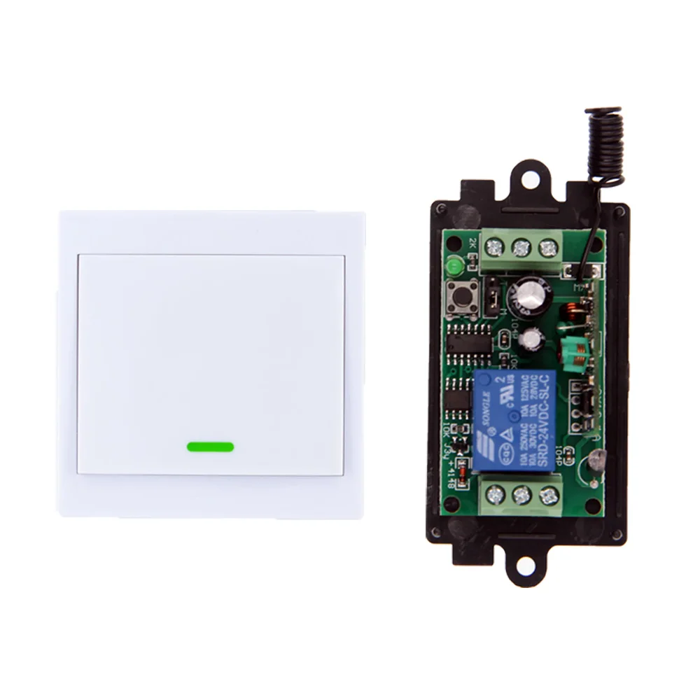 

DC 9V 12V 24V 1 CH 1CH RF Wireless Remote Control Switch System Receiver+86 Wall Panel Transmitter,315/433 MHz Toggle