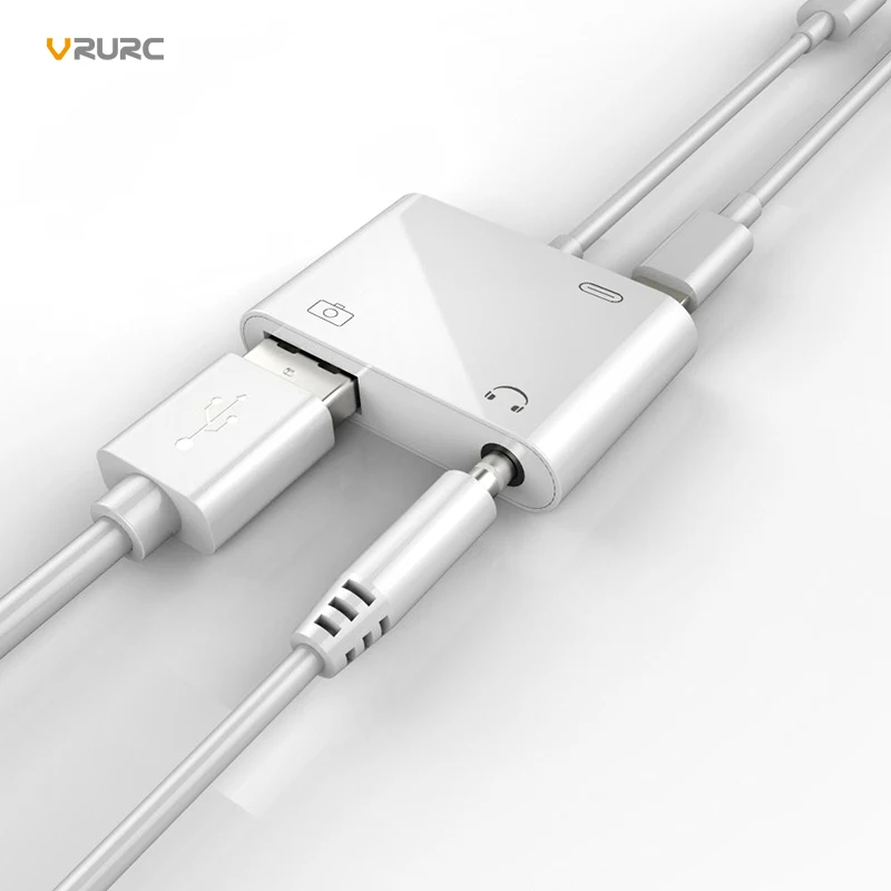 VRURC 3 в 1 USB 0 OTG Аудио для Lightning 5 мм AUX кабель преобразователя Зарядное устройство